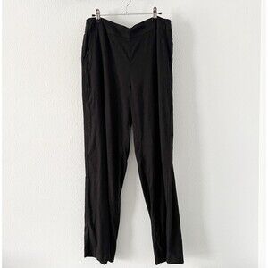 Chicos Pants Straight Leg 10r Black Linen Blend Pull-On Casual Day-to-Night